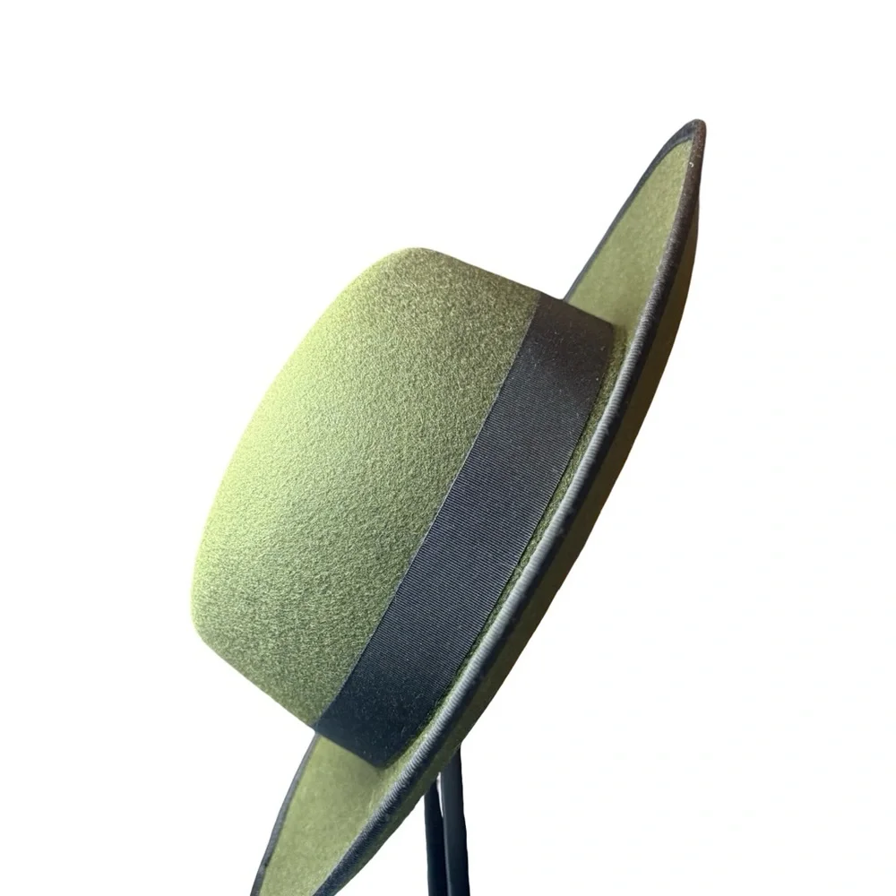 rag & bone Olive Green Wool Wide Brim Hat • Size M • Made in Spain - Picture 10 of 11